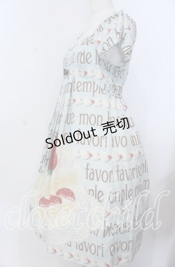 画像2: Emily Temple cute / ロゴ＆ショートケーキワンピース  サックス O-25-12-07-062-ET-OP-IG-OS (2)