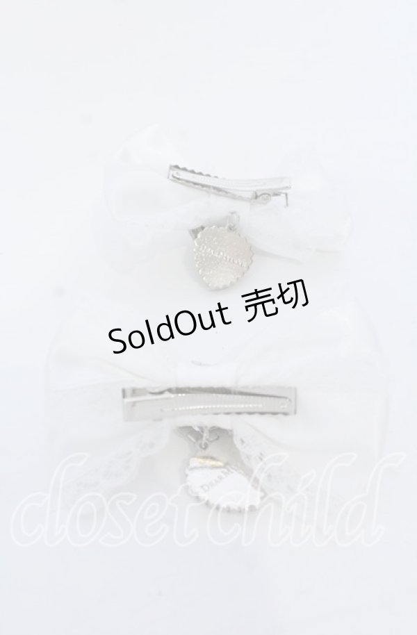 画像2: DearMyLove / キラキラハートビジューレース2個セットリボンクリップ  シロ O-25-12-07-074-EL-AC-OW-OS (2)