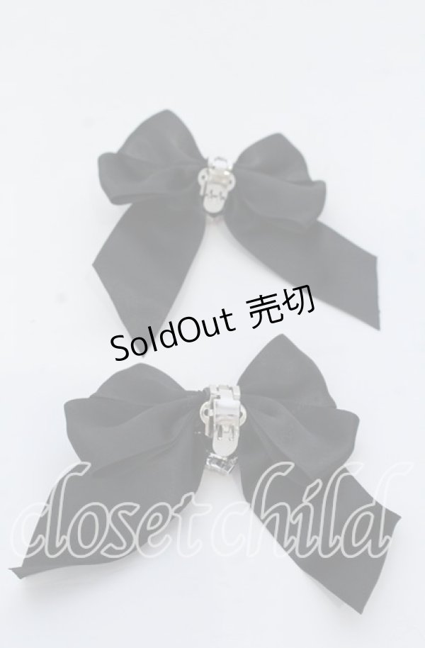 画像2: DearMyLove / シューズ用ビジューリボンクリップ  クロ×ピンク O-25-12-07-075-EL-ZA-OW-ZT271 (2)