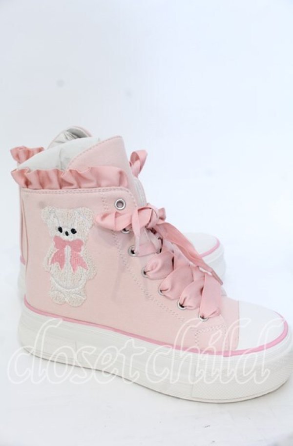 画像4: axes femme Kawaii / ベア刺繍スニーカー Ｍ ピンク O-25-12-07-082-AX-SH-IG-ZT-K001 (4)