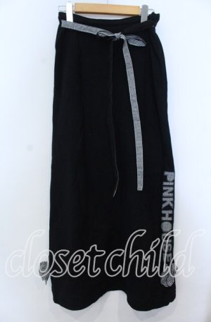 画像: PINK HOUSE / ギンガムロゴ裏毛スカート  クロ O-25-12-07-008-LO-SK-IG-OS