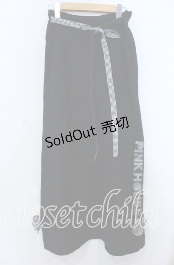 画像1: PINK HOUSE / ギンガムロゴ裏毛スカート  クロ O-25-12-07-008-LO-SK-IG-OS (1)