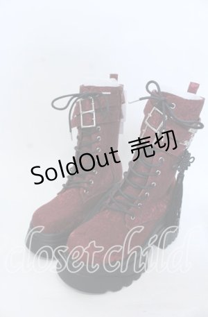 画像: axes femme POETIQUE / チャイナ釦タンクソールブーツ Ｌ ワイン O-25-12-07-085-AX-SH-IG-OS