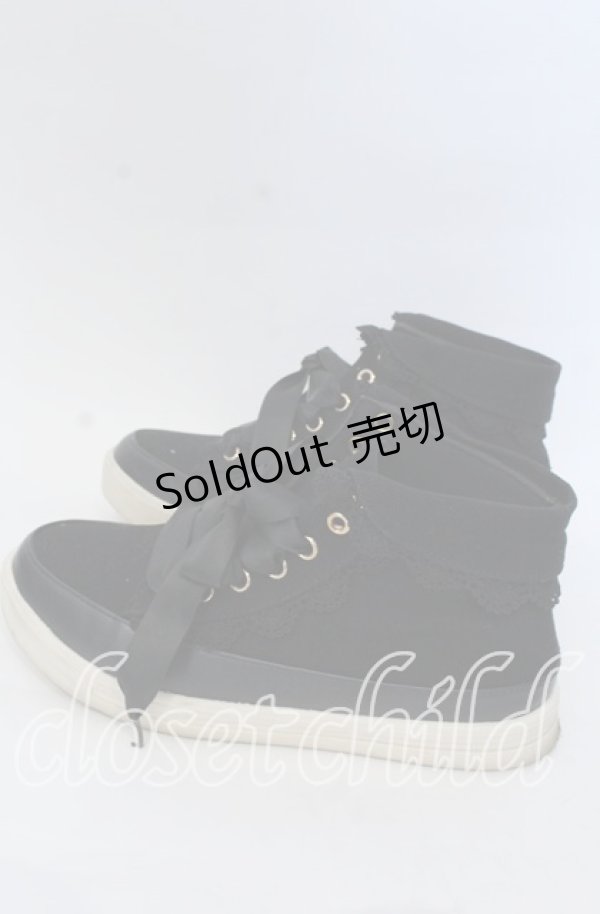 画像2: axes femme / 折り返しレーススニーカー Ｌ クロ O-25-12-07-086-AX-SH-IG-OS (2)