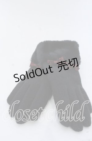 画像: axes femme / 3連リボン手袋  クロ O-25-12-07-087-AX-ZA-IG-ZT323