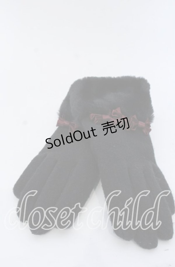 画像1: axes femme / 3連リボン手袋  クロ O-25-12-07-087-AX-ZA-IG-ZT323 (1)