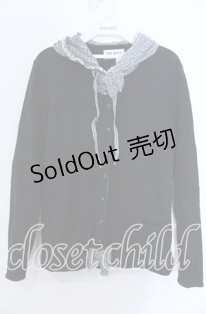 画像: PINK HOUSE / ギンガムフード付きカーディガン  クロ O-25-12-07-009-LO-TO-IG-OS