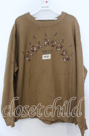 画像: PINK HOUSE / ロゴプリント＆アップリケ使いトレーナー  ブラウン O-25-12-07-012-LO-TO-IG-OS