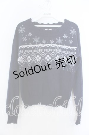 画像: axes femme / スノーノルディックニット  ネイビー O-25-12-07-002-AX-TO-IG-OS