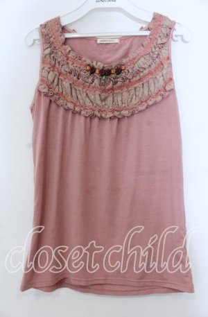 画像: axes femme / 巻き薔薇レースフリルタンクトップ  ピンク O-25-12-07-016-AX-TO-IG-OS