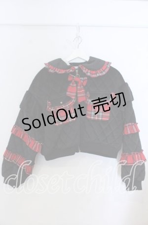 画像: axes femme kawaii / フリルキルティングブルゾン Ｍ クロ×アカ　 O-25-12-07-019-AX-JA-IG-OS