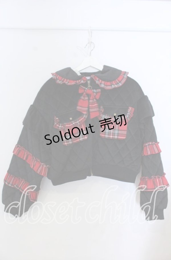 画像1: axes femme Kawaii / フリルキルティングブルゾン Ｍ クロ×アカ　 O-25-12-07-019-AX-JA-IG-OS (1)