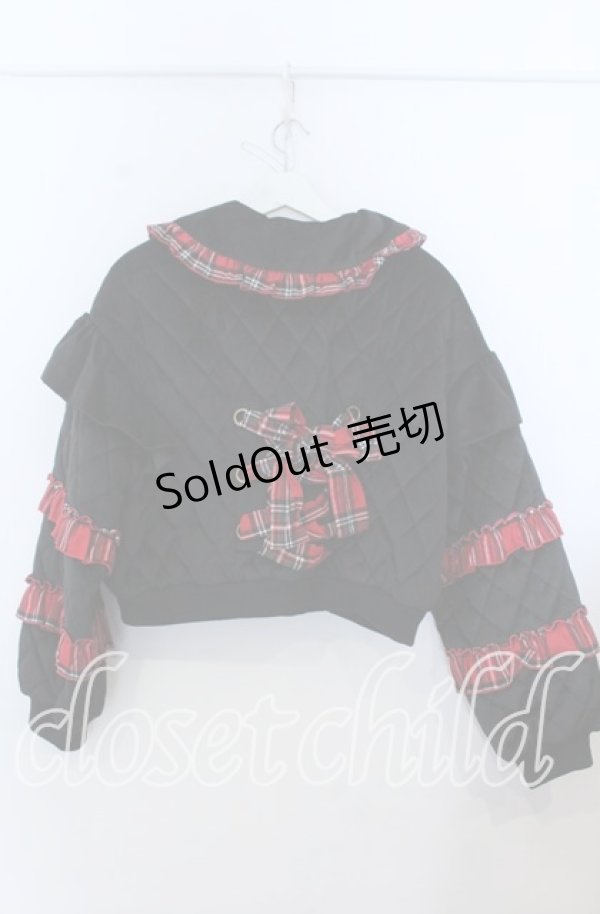 画像2: axes femme Kawaii / フリルキルティングブルゾン Ｍ クロ×アカ　 O-25-12-07-019-AX-JA-IG-OS (2)