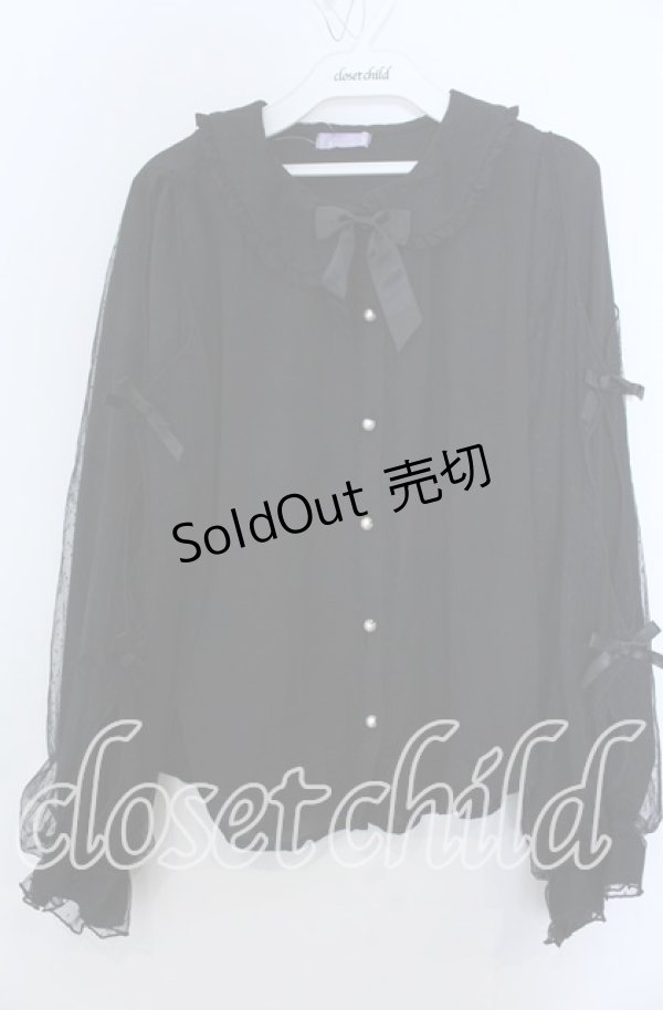 画像1: axes femme Kawaii / ドットチュールブラウス Ｍ くろ O-25-12-07-026-AX-BL-IG-OS (1)