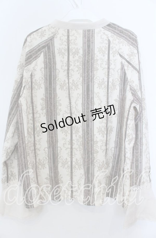 画像2: axes femme / オーナメントストライプ柄ブラウス Ｍ 生成り O-25-12-07-029-AX-BL-IG-OS (2)