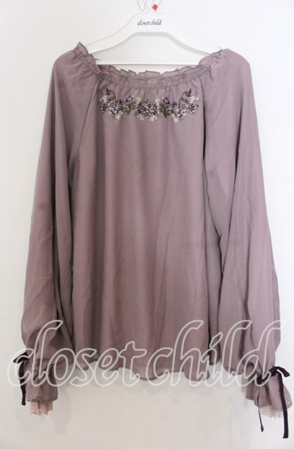 画像1: axes femme / すみれ刺繍シフォンプルオーバー Ｍ ピンク O-25-12-07-030-AX-TO-IG-ZT523 (1)