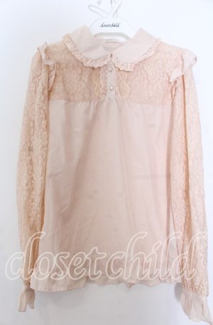 画像: axes femme POETIQUE / レーシーフリルブラウス Ｍ ピンク O-25-12-07-032-AX-BL-IG-OS