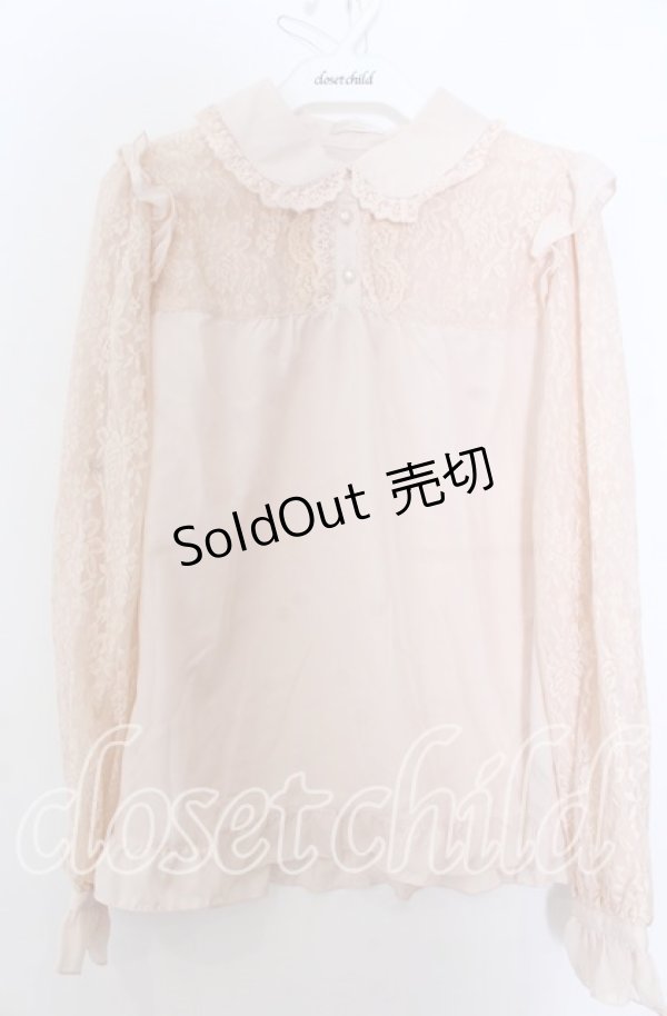 画像1: axes femme POETIQUE / レーシーフリルブラウス Ｍ ピンク O-25-12-07-032-AX-BL-IG-OS (1)