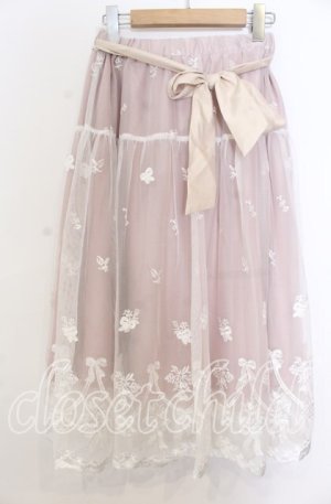 画像: axes femme POETIQUE / リボンブーケレーススカート Ｍ ピンク O-25-12-07-036-AX-SK-IG-OS