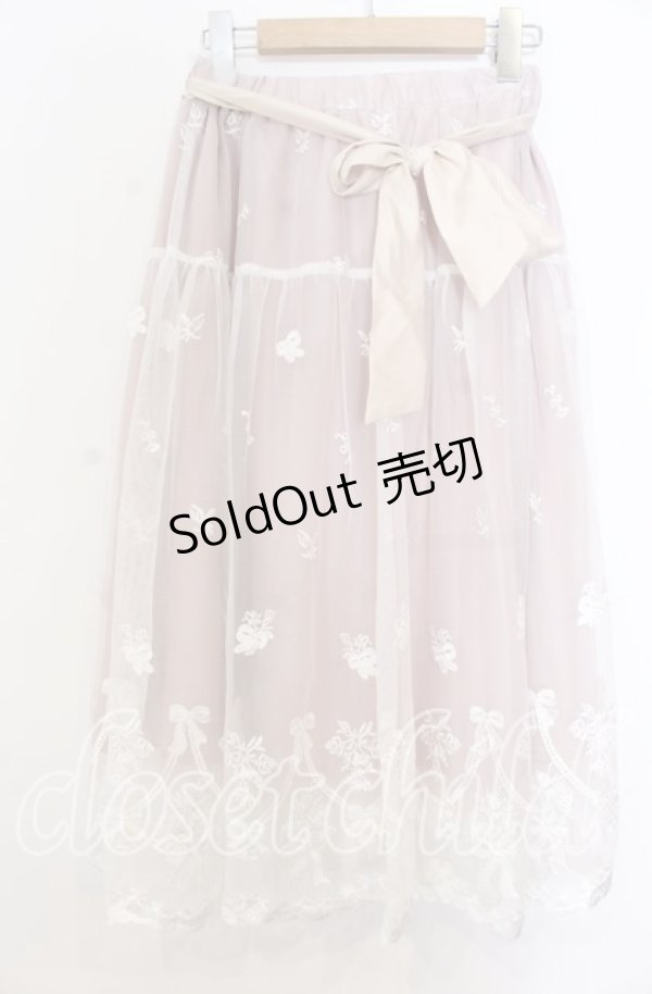 画像1: axes femme POETIQUE / リボンブーケレーススカート Ｍ ピンク O-25-12-07-036-AX-SK-IG-OS (1)