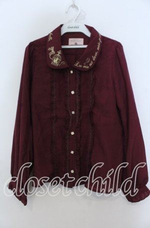 画像: axes femme POETIQUE / 襟刺繍ブラウス Ｍ ワイン O-25-12-07-049-AX-BL-IG-OS