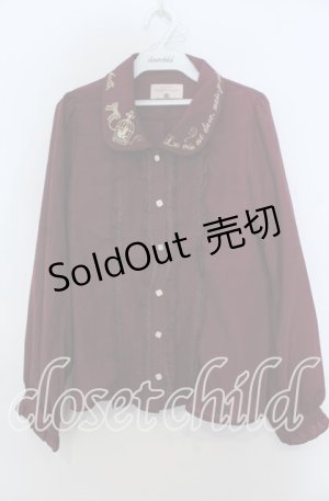 画像: axes femme POETIQUE / 襟刺繍ブラウス Ｍ ワイン O-25-12-07-049-AX-BL-IG-OS