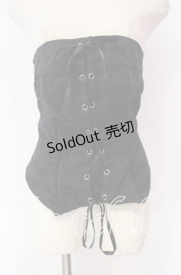 画像1: MIHO MATSUDA / 王冠ジャガードオーバーバストコルセット  ブラック O-25-12-08-021-GO-TO-IG-OS (1)