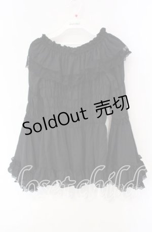 画像: ATELIER PIERROT / ローズオフショルダーシャーリングブラウス  ブラック O-25-12-08-025-EL-BL-IG-OS