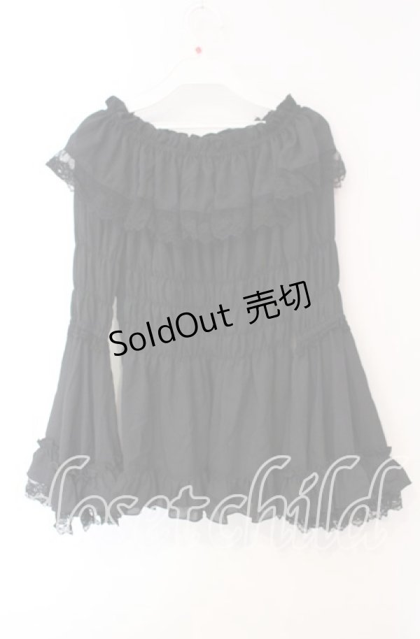 画像3: ATELIER PIERROT / ローズオフショルダーシャーリングブラウス  ブラック O-25-12-08-025-EL-BL-IG-OS (3)