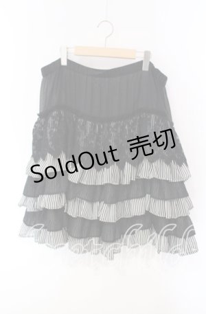 画像: BPN / ストライプシフォンティアードスカート  ブラック×ストライプ O-25-12-08-027-GO-SK-IG-OS