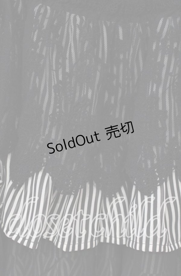 画像2: BPN / ストライプシフォンティアードスカート  ブラック×ストライプ O-25-12-08-027-GO-SK-IG-OS (2)