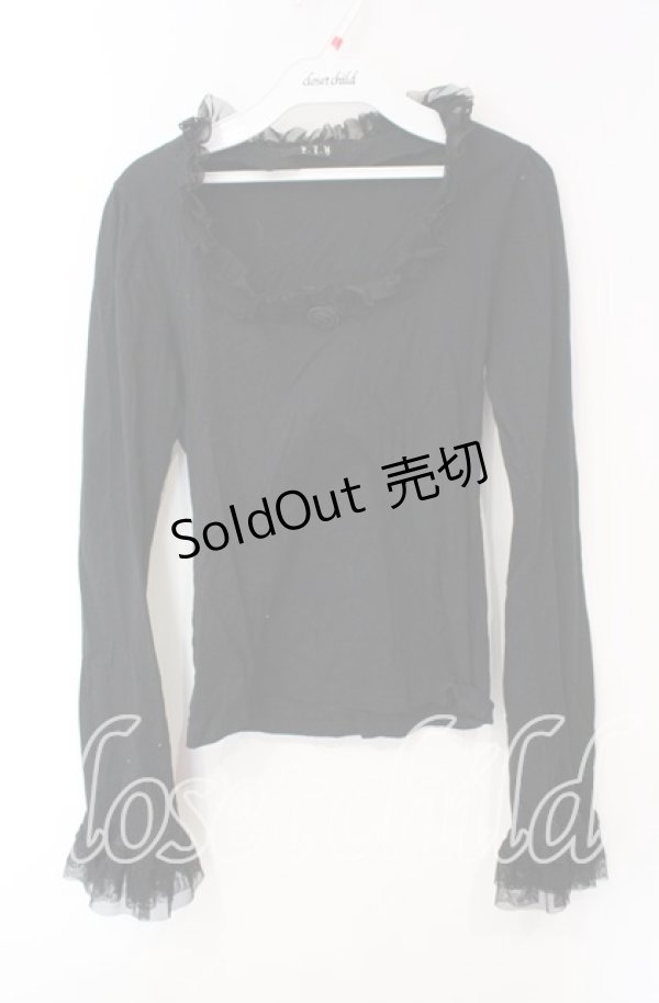 画像1: BPN / 巻き薔薇カットソー Ｍ ブラック O-25-12-08-029-GO-TO-IG-OS (1)