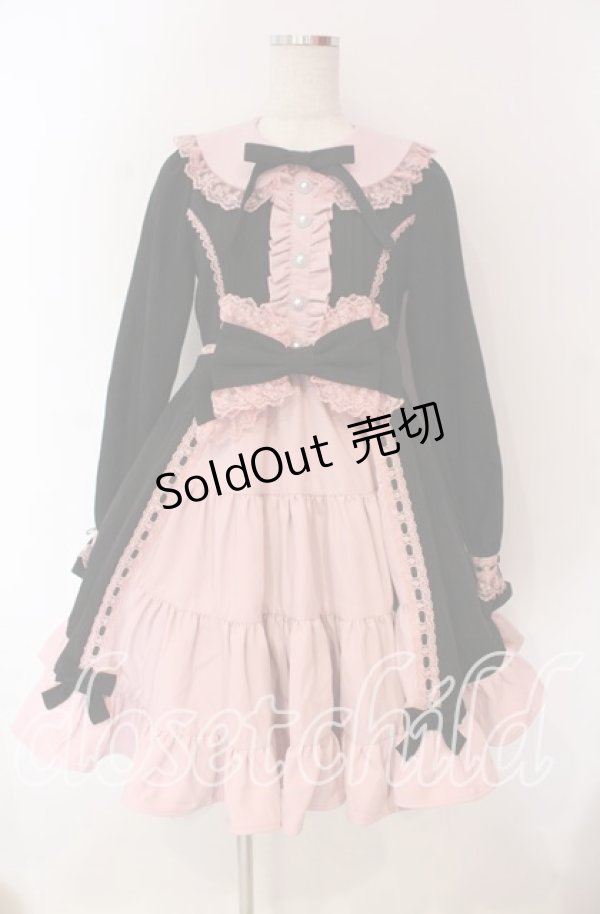 画像1: DearMyLoveEmily / プリンセスティアードはしごレースフリルワンピース M クロ×ピンク O-25-12-08-004-LO-OP-OW-OS (1)