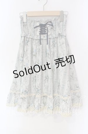 画像: axes femme / 花柄編み上げハイウエストスカート Ｍ サックス O-25-12-08-032-AX-SK-IG-OS