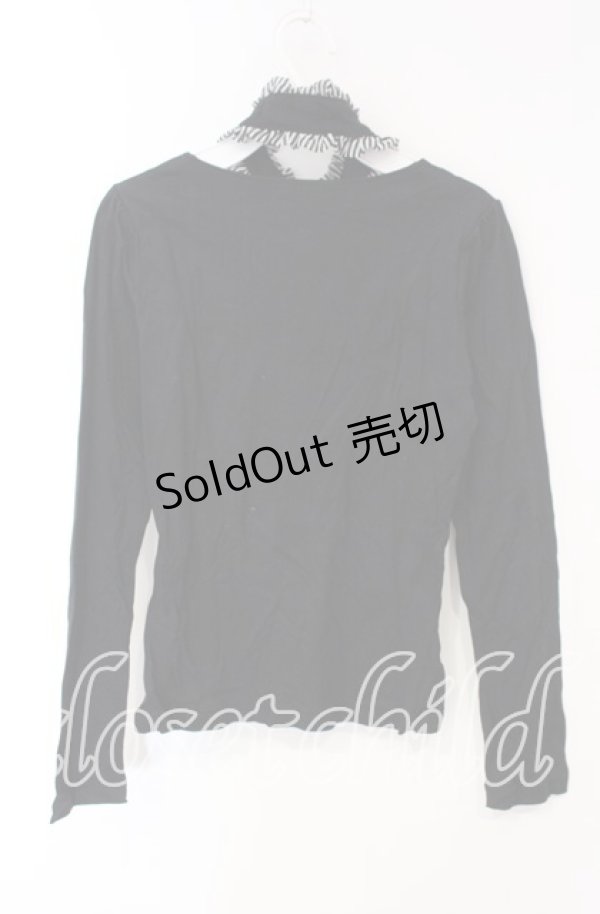 画像3: BPN / チョーカー付きストライプフリルカットソー Ｍ ブラック×ホワイト O-25-12-08-033-GO-TO-IG-OS (3)