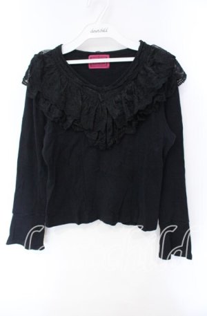 画像: MIHO MATSUDA / ローズレースカットソー  ブラック O-25-12-08-035-GO-TO-IG-OS