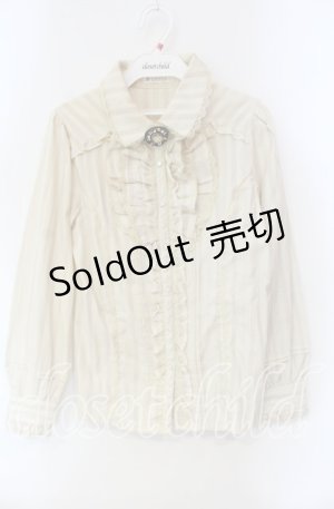 画像: axes femme / 胸元フリルストライプブラウス  アイボリー O-25-12-08-037-AX-BL-IG-OS