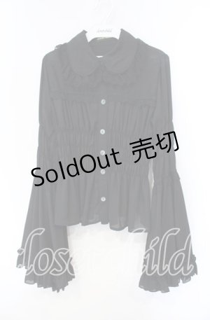 画像: ATELIER PIERROT / 丸襟姫袖ブラウス  ブラック O-25-12-08-038-EL-BL-IG-OS