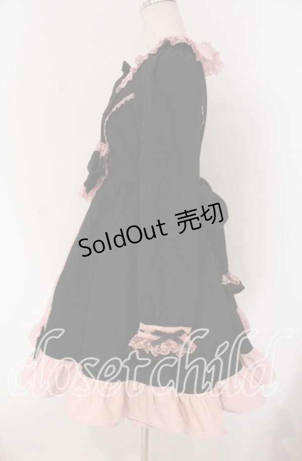 画像4: DearMyLoveEmily / プリンセスティアードはしごレースフリルワンピース M クロ×ピンク O-25-12-08-004-LO-OP-OW-OS (4)