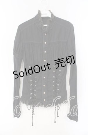 画像: ALGONQUINS / ダブルレースアップブラウス  ブラック O-25-12-08-040-AL-BL-IG-OS