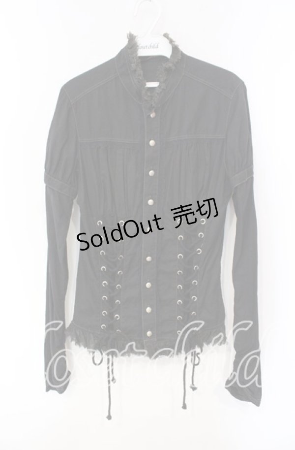 画像1: ALGONQUINS / ダブルレースアップブラウス  ブラック O-25-12-08-040-AL-BL-IG-OS (1)