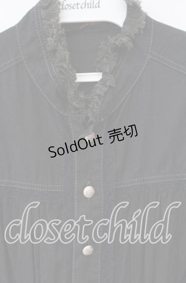 画像2: ALGONQUINS / ダブルレースアップブラウス  ブラック O-25-12-08-040-AL-BL-IG-OS (2)