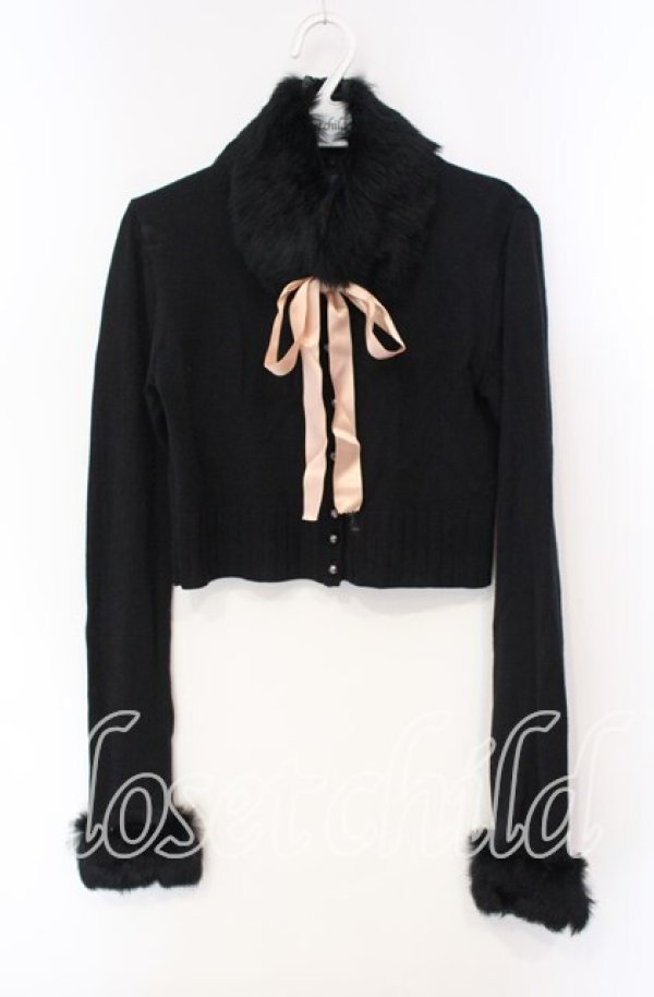 画像1: JESUS DIAMANTE / ラビットファーカーディガン  クロ O-25-12-08-048-JE-TO-IG-OS (1)