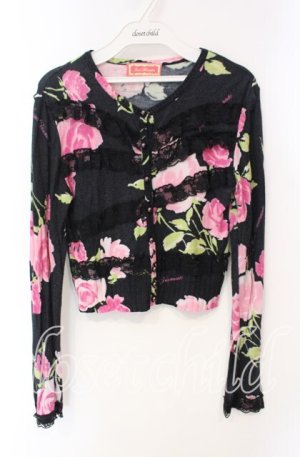 画像: JESUS DIAMANTE / お嫁カーデ  ぼかし薔薇柄クロ O-25-12-08-049-JE-TO-IG-OS