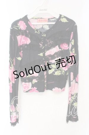 画像: JESUS DIAMANTE / お嫁カーデ  ぼかし薔薇柄クロ O-25-12-08-049-JE-TO-IG-OS