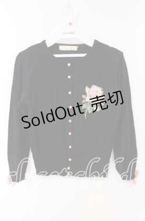 画像: JESUS DIAMANTE / ローズプリントフリルカーディガン  クロ O-25-12-08-051-JE-TO-IG-OS