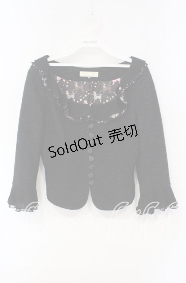 画像1: JESUS DIAMANTE / フリルツイードジャケット 40 プードル柄クロイ O-25-12-08-054-JE-JA-IG-OS (1)