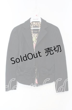 画像: JESUS DIAMANTE / バックティアードリボンポケットジャケット 39 クロ 裏地ヒョウ薔薇 O-25-12-08-055-JE-JA-IG-OS