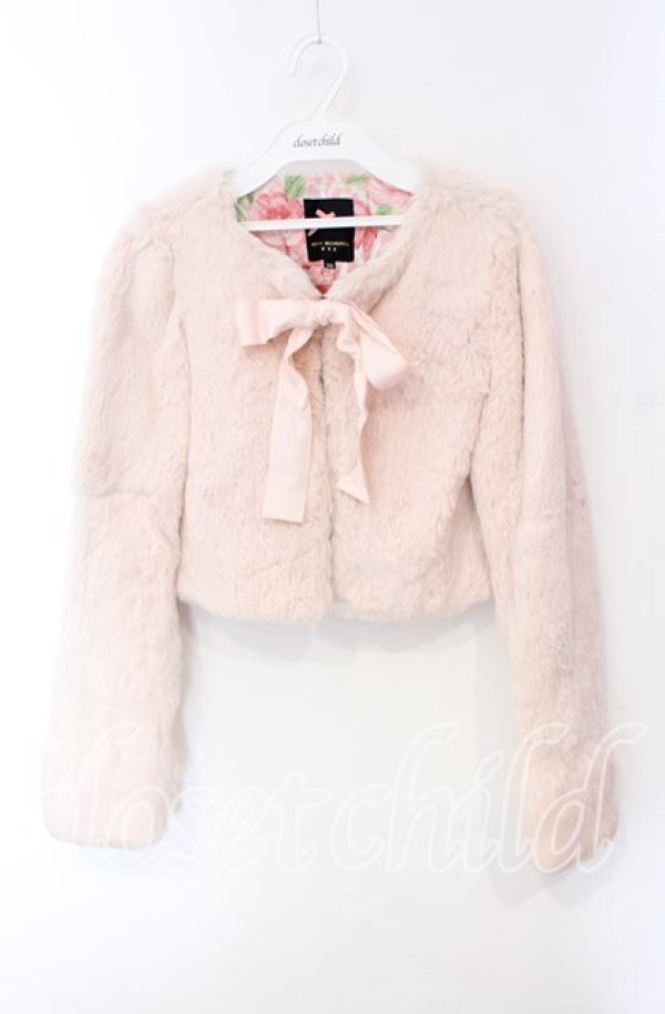 画像1: JESUS DIAMANTE / ラビットファージャケット 38 ピンク 裏地ヒョウ柄ピンク O-25-12-08-056-JE-JA-IG-OS (1)