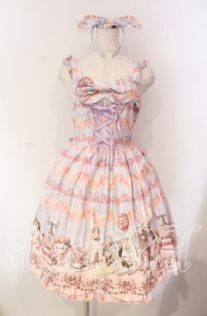 画像: BABY,THE STARS SHINE BRIGHT / もしもしうさぎちゃんの夢見る小部屋柄ジャンパースカート  ラベンダー×サックス×ピンク O-25-12-08-006-BA-OP-IG-OS